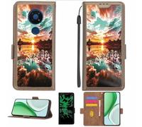 Aroepurt Funda Compatible para Nokia C5 Endi Funda Case Carcasa Soporte [con lámina Protectora HD de dureza 9H] [Bloqueo RFID][Efecto Luminoso Oscuro] LPT-FJ