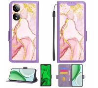 Aroepurt Funda Compatible para Nubia Neo 2 5G Funda Case Carcasa Soporte [con lámina Protectora HD de dureza 9H] [Bloqueo RFID][Purpurina Dorada + Brillante] LPT-FDL