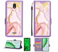 Aroepurt Funda Compatible para Orange Neva Start Funda Case Carcasa Soporte [con lámina Protectora HD de dureza 9H] [Bloqueo RFID][Purpurina Dorada + Brillante] LPT-FDL