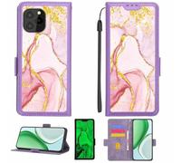 Aroepurt Funda Compatible para Oukitel C21 Pro Funda Case Carcasa Soporte [con lámina Protectora HD de dureza 9H] [Bloqueo RFID][Purpurina Dorada + Brillante] LPT-FDL