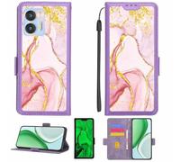 Aroepurt Funda Compatible para Oukitel C36 Funda Case Carcasa Soporte [con lámina Protectora HD de dureza 9H] [Bloqueo RFID][Purpurina Dorada + Brillante] LPT-FDL