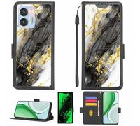 Aroepurt Funda Compatible para Oukitel C36 Funda Case Carcasa Soporte [con lámina Protectora HD de dureza 9H] [Bloqueo RFID][Purpurina Dorada + Brillante] LPT-HDL