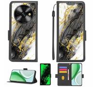 Aroepurt Funda Compatible para Oukitel C59 Funda Case Carcasa Soporte [con lámina Protectora HD de dureza 9H] [Bloqueo RFID][Purpurina Dorada + Brillante] LPT-HDL