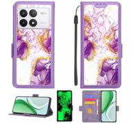 Aroepurt Funda Compatible para Poco F6 Pro Funda Case Carcasa Soporte [con lámina Protectora HD de dureza 9H] [Bloqueo RFID][Purpurina Dorada + Brillante] LPT-ZDL