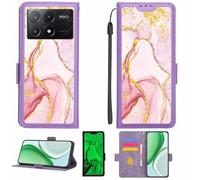 Aroepurt Funda Compatible para Poco X6 Pro 5g Funda Case Carcasa Soporte [con lámina Protectora HD de dureza 9H] [Bloqueo RFID][Purpurina Dorada + Brillante] LPT-FDL