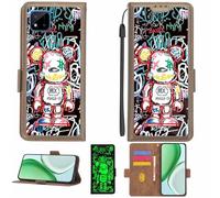 Aroepurt Funda Compatible para Realme C11 2021 Funda Case Carcasa Soporte [con lámina Protectora HD de dureza 9H] [Bloqueo RFID][Efecto Luminoso Oscuro] LPT-MXX