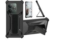 Aroepurt Funda Compatible para realme GT 6T GT6T Funda Carcasa Case Cover [con Protector de Pantalla de Cristal Templado] Híbrida [Soporte Plegable Magnético] Negro