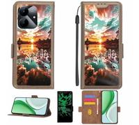 Aroepurt Funda Compatible para Realme Note 60x Funda Case Carcasa Soporte [con lámina Protectora HD de dureza 9H] [Bloqueo RFID][Efecto Luminoso Oscuro] LPT-FJ