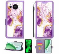 Aroepurt Funda Compatible para Sharp Aquos Sense 7 Plus 5g Funda Case Carcasa Soporte [con lámina Protectora HD de dureza 9H] [Bloqueo RFID][Purpurina Dorada + Brillante] LPT-ZDL