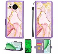 Aroepurt Funda Compatible para Sharp Aquos Sense 7 Plus 5g Funda Case Carcasa Soporte [con lámina Protectora HD de dureza 9H] [Bloqueo RFID][Purpurina Dorada + Brillante] LPT-FDL