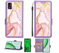 Aroepurt Funda Compatible para SPC Smart Ultimate Funda Case Carcasa Soporte [con lámina Protectora HD de dureza 9H] [Bloqueo RFID][Purpurina Dorada + Brillante] LPT-FDL