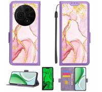 Aroepurt Funda Compatible para TCL 60 Se T517H Funda Case Carcasa Soporte [con lámina Protectora HD de dureza 9H] [Bloqueo RFID][Purpurina Dorada + Brillante] LPT-FDL