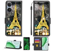 Aroepurt Funda Compatible para T lcatel A31 Prime T451A Funda Case Carcasa Soporte Cover [con 9H Dureza HD Protector Pantalla][Bloqueo RFID][Purpurina Dorada + Brillante] PTH-TT