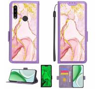 Aroepurt Funda Compatible para TCL L10 Pro Funda Case Carcasa Soporte [con lámina Protectora HD de dureza 9H] [Bloqueo RFID][Purpurina Dorada + Brillante] LPT-FDL