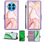 Aroepurt Funda Compatible para Ulefone Note 15 Funda Case Carcasa Soporte [con lámina Protectora HD de dureza 9H] [Bloqueo RFID][Purpurina Dorada + Brillante] LPT-FDL