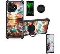 Aroepurt Funda Compatible para Ulefone Note 19 Pro Funda Case Carcasa Soporte Cover [con 9H Dureza HD Protector Pantalla] PC + Silicona Soporte YGH-FJ