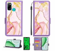Aroepurt Funda Compatible para Ulefone Note 9P Funda Case Carcasa Soporte [con lámina Protectora HD de dureza 9H] [Bloqueo RFID][Purpurina Dorada + Brillante] LPT-FDL