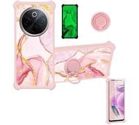 Aroepurt Funda Compatible para Vivo T4 5G Funda Case Carcasa Soporte Cover [con 9H Dureza HD Protector Pantalla] PC + Silicona Soporte JSF-FDL