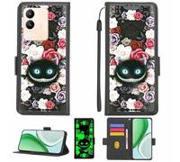 Aroepurt Funda Compatible para Vivo V40 Se 5g Funda Case Carcasa Soporte [con lámina Protectora HD de dureza 9H] [Bloqueo RFID][Efecto Luminoso Oscuro] LPT-LZM