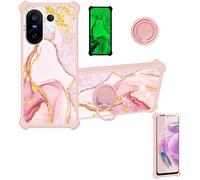Aroepurt Funda Compatible para Vivo X200 Fe V2505 V2503 Funda Case Carcasa Soporte Cover [con 9H Dureza HD Protector Pantalla] PC + Silicona Soporte JSF-FDL