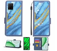 Aroepurt Funda Compatible para Vivo Y33S Funda Case Carcasa Soporte [con lámina Protectora HD de dureza 9H] [Bloqueo RFID][Purpurina Dorada + Brillante] LPT-LDL