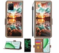 Aroepurt Funda Compatible para Vivo Y33S Funda Case Carcasa Soporte [con lámina Protectora HD de dureza 9H] [Bloqueo RFID][Efecto Luminoso Oscuro] LPT-FJ