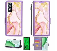 Aroepurt Funda Compatible para Vivo Y76s 5g 2021 Funda Case Carcasa Soporte [con lámina Protectora HD de dureza 9H] [Bloqueo RFID][Purpurina Dorada + Brillante] LPT-FDL