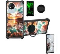 Aroepurt Funda Compatible para Zte Blade A35 Lite Case Carcasa Soporte Cover [con 9H Dureza HD Protector Pantalla] PC + Silicona Soporte YGH-FJ