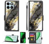 Aroepurt Funda Compatible para ZTE Blade A55 Z2450 Funda Case Carcasa Soporte [con lámina Protectora HD de dureza 9H] [Bloqueo RFID][Purpurina Dorada + Brillante] LPT-HDL