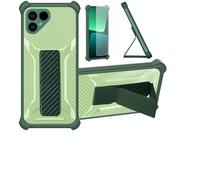 Aroepurt Funda para FairPhone 4 5G Funda Carcasa Case Cover [con Protector de Pantalla de Cristal Templado] Híbrida [Soporte Plegable Magnético] [Esmerilado antihuellas] Verde