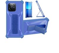 Aroepurt Funda para SPC Discovery 2 Funda Carcasa Case Cover [con Protector de Pantalla de Cristal Templado] Híbrida [Soporte Plegable Magnético] [Esmerilado antihuellas] Azul