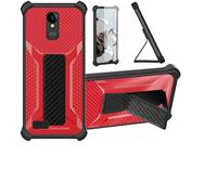 Aroepurt Funda para SPC Zeus 4G Pro Funda Carcasa Case Cover [con Protector de Pantalla de Cristal Templado] Híbrida [Soporte Plegable Magnético] [Esmerilado antihuellas] Rojo