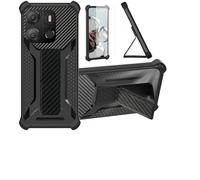 Aroepurt Funda para Tecno Pop 7 Funda Carcasa Case Cover [con Protector de Pantalla de Cristal Templado] Híbrida [Soporte Plegable Magnético] [Esmerilado antihuellas] Negro
