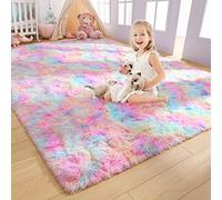 AROGAN Alfombras suaves de arco iris para habitación de niñas de 3 x 5 pies, alfombras esponjosas para dormitorio de niñas, alfombra de princesa, bonita alfombra colorida para niños, adolescentes,