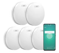 Aroha Smart Connect Detector de Humo WiFi - Batería de 10 Años - Alarma de Incendios Inteligente con Tuya & Smartlife App - Sensor de Humo - 5 Piezas