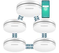 Aroha Smart Connect & Link Detector de Humo Interconectado con WiFi - Batería de 10 Años - Alarma de Incendios con Tuya & Smartlife App - 5 Piezas
