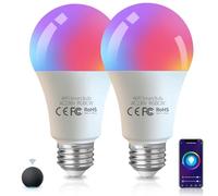 AROHANI Alexa Glühbirne E27, Smart WLAN LED Lampe, 9W RGB Mebrige 2700K-6500K Warmweiß Kaltweiß Luz Kompatibel mit Alexa / Google Assistant, Kein Hub Notwendig 2 piezas