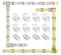 Aroidful 12 Pcs Mini LED SMD/COB Conector Tipo L/T 2 Pin 8mm para Monochrome LED Strip Conector de esquina sin soldadura para conectar tiras de LED y luces de tira
