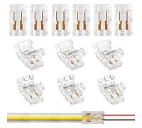Aroidful 12 Piezas Mini COB LED Conector 2 Pin 8mm, Conector sin soldadura para la conexión de 12V 24V COB LED Cables y Tiras