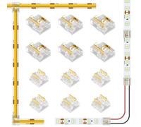 Aroidful 12pcs Mini Conectores para Tiras de Led 2 Pin 8mm Forma T/L 12 en 1 Universal Multifuncional Transparente Conector Led sin Espacios sin Soldadura para COB Tira Led Strip y SMD 2835/3528