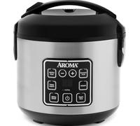Aroma 8 tazas de acero inoxidable Cool Touch Digital arroz/multicooker/vapor de alimentos, color negro