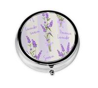 Aroma de temporada de lavanda encantador, Pastillero, Pastillero redondo Pequeño contenedor de pastillas Organizador de pastillas de viaje