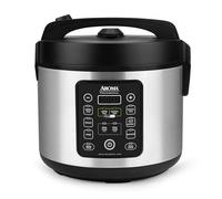 Aroma Housewares ARC-1120SBL SmartCarb Cool-Touch - Multicocina de arroz de acero inoxidable al vapor, olla de cocción lenta con olla interior antiadherente y bandeja de vapor, 20 tazas (cocinadas), 5