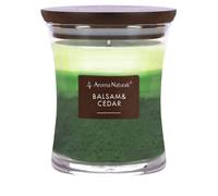Aroma Naturals Velas aromáticas de 3 capas, vela de soja con reloj de arena, quema hasta 45 horas, cera de soja natural, tapa de madera, 11.3 oz (bálsamo y cedro)
