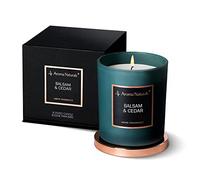 Aroma Naturals Velas lujosas, cera de soja natural, velas perfumadas, 35 horas de duración de combustión, fragancia para habitación, decoración, regalo, 215 g, tarro mediano (bálsamo y cedro)