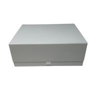 Aromabar Caja de regalo magnética blanca de lujo con pestaña de cinta, cesta grande para boda, dama de honor, novia, bebé, recuerdo, 29,5 x 23 x 12 cm