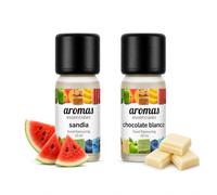 Aromas Alimentarios Concentrados Pack 2 x 10 ml Sandía + Chocolate Blanco | Esencias para Reposteria, Bebidas, Postres y Cocina