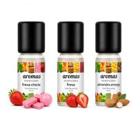 Aromas Alimentarios Concentrados Pack 3 x 10 ml Fresa Chicle + Fresa + Almendra Amarga | Esencias para Reposteria, Bebidas, Postres y Cocina