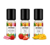 Aromas Alimentarios Concentrados Pack 3 x 10 ml Fresa Chicle + Fresa + Mango | Esencias para Reposteria, Bebidas, Postres y Cocina