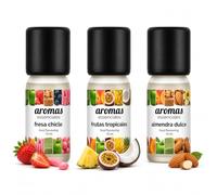 Aromas Alimentarios Concentrados Pack 3 x 10 ml Fresa Chicle + Frutas Tropicales + Almendra Dulce | Esencias para Reposteria, Bebidas, Postres y Cocina